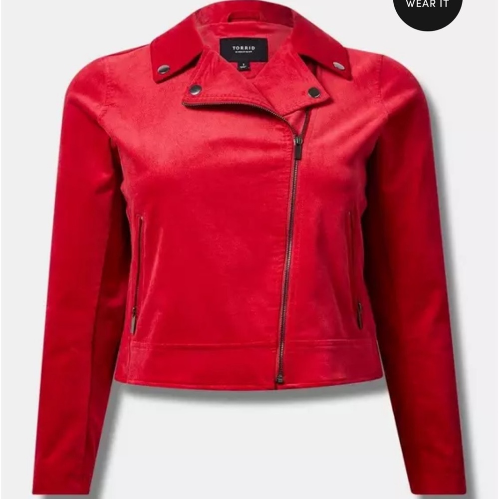 NWT | Torrid Velveteen Moto Jacket in Jester Red | size 00